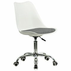 Кресло стул BRABIX "Eames MG-310 CH", хром, пластик белый, ткань серая, 532924 | фото 2